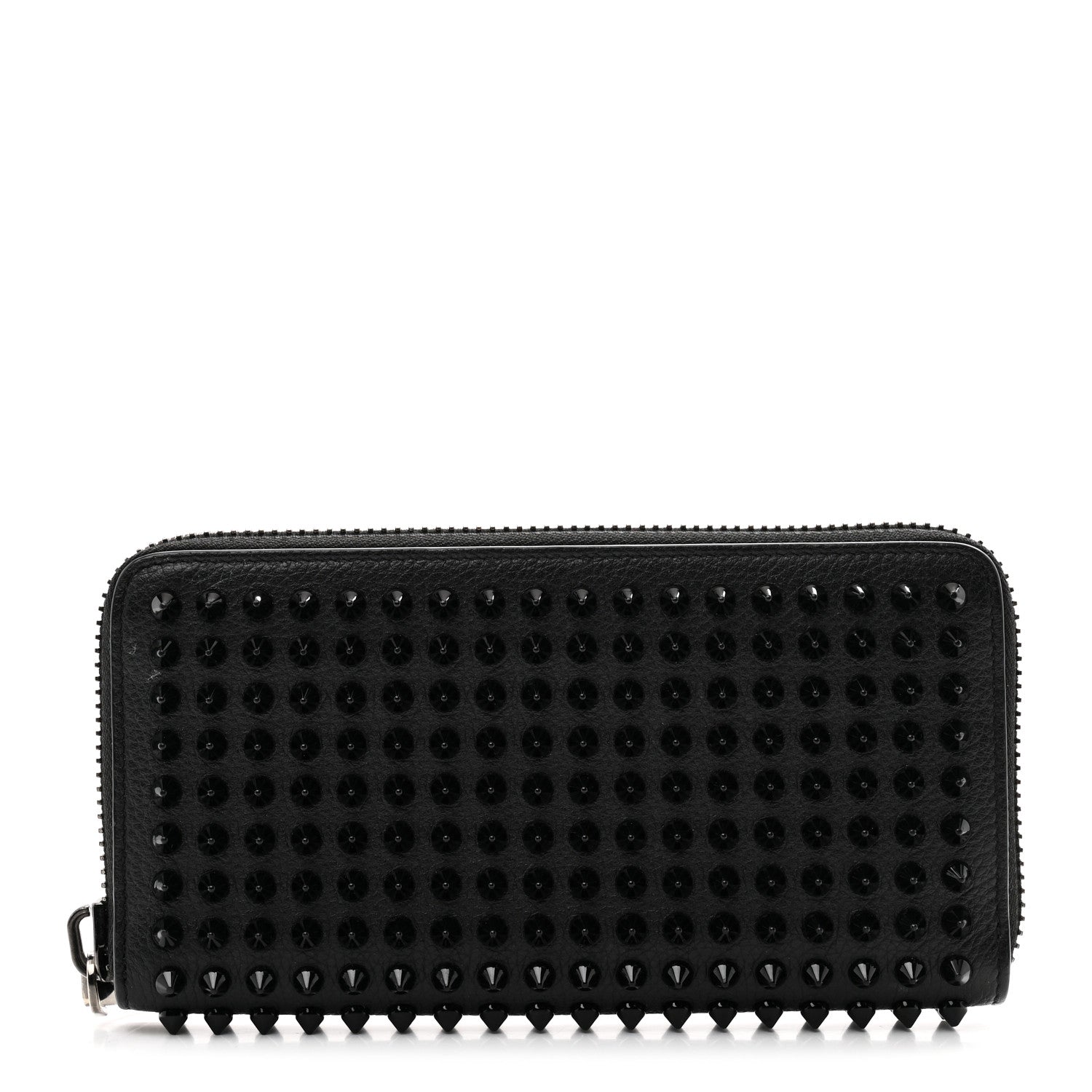 Christian Louboutin Calfskin Empire Panettone Spiked Zip Around Wallet Black 1 of 7