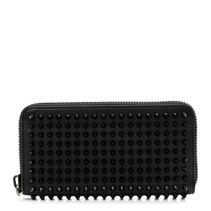 Christian Louboutin Calfskin Empire Panettone Spiked Zip Around Wallet Black 1 of 7