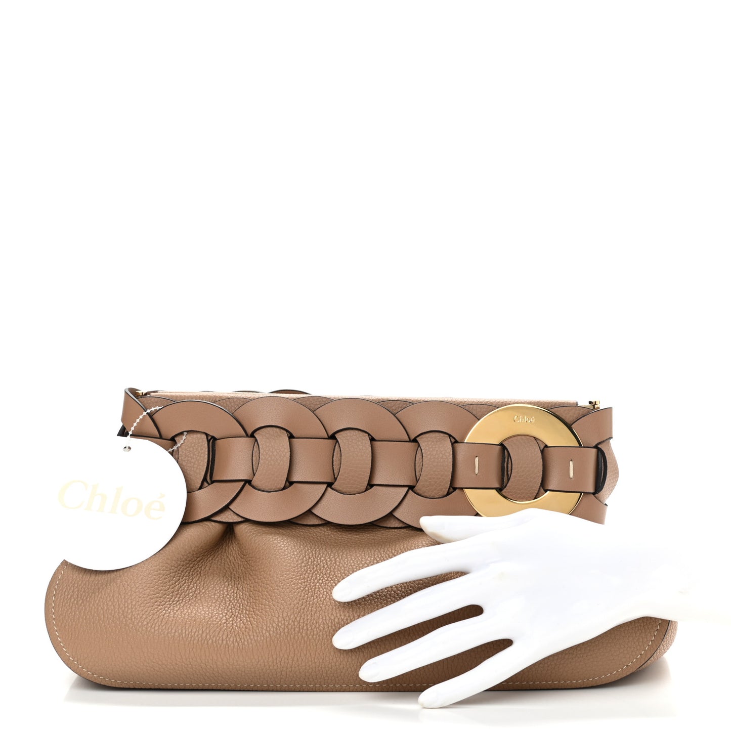 Grained Calfskin Darryl Clutch Cement Brown