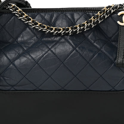 Chanel Aged Calfskin Quilted Medium Gabrielle Hobo Navy Black 8 of 10