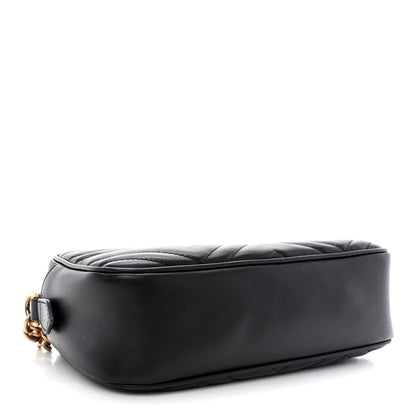 Gucci Calfskin Matelasse Small GG Marmont Chain Shoulder Bag Black 4 of 11