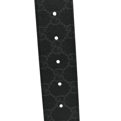 Gucci GG Supreme Monogram Selleria Calfskin Interlocking G 40mm Belt 80 32 Black Grey 5 of 5