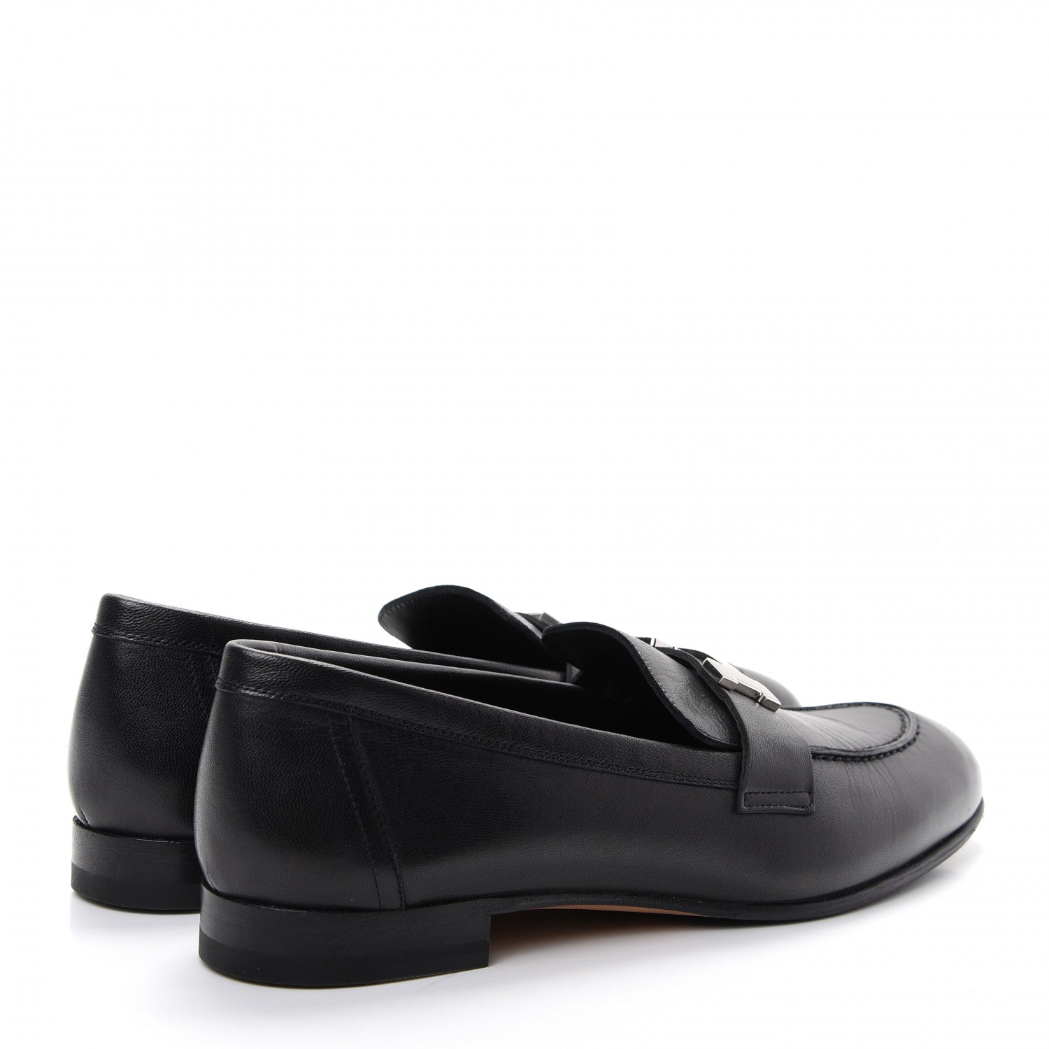 Hermes Goatskin Womens Paris Loafers 37.5 Black 4 of 10