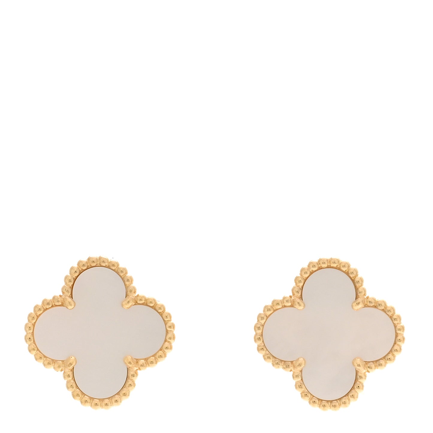 18K Yellow Gold Mother of Pearl Vintage Alhambra Earrings