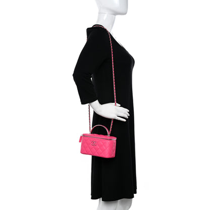 Chanel Lambskin Enamel Quilted Top Handle Clutch With Chain Fuchsia 2 of 10