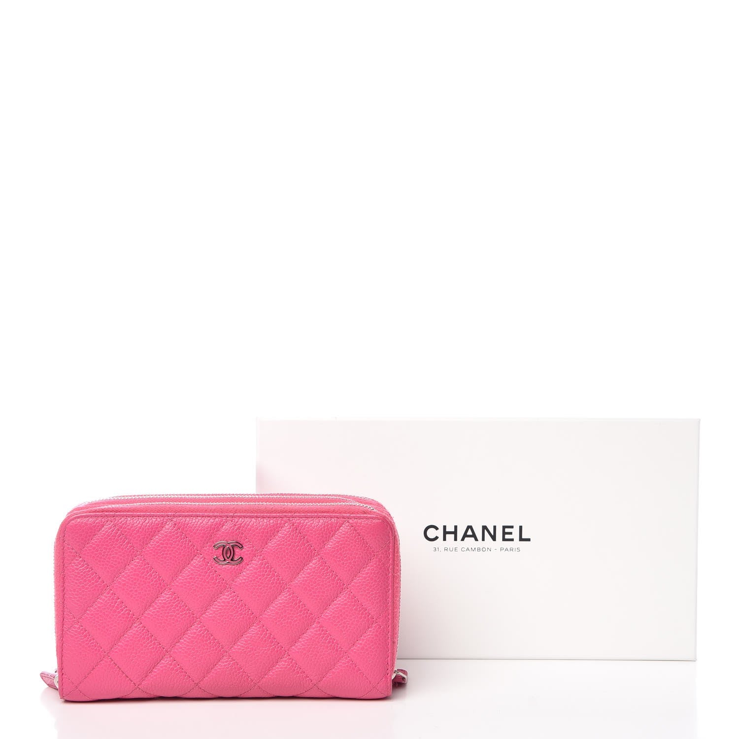 Chanel Caviar Quilted Triple Zipper Wallet Pink 11 of 11