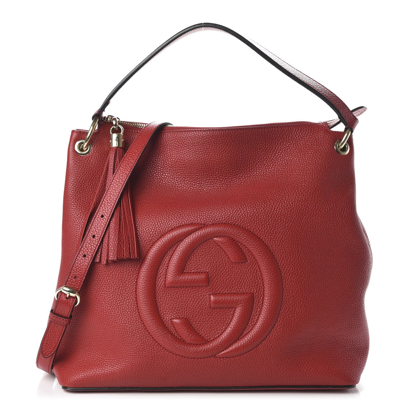 Pebbled Calfskin Large Soho Hobo Tabasco Red