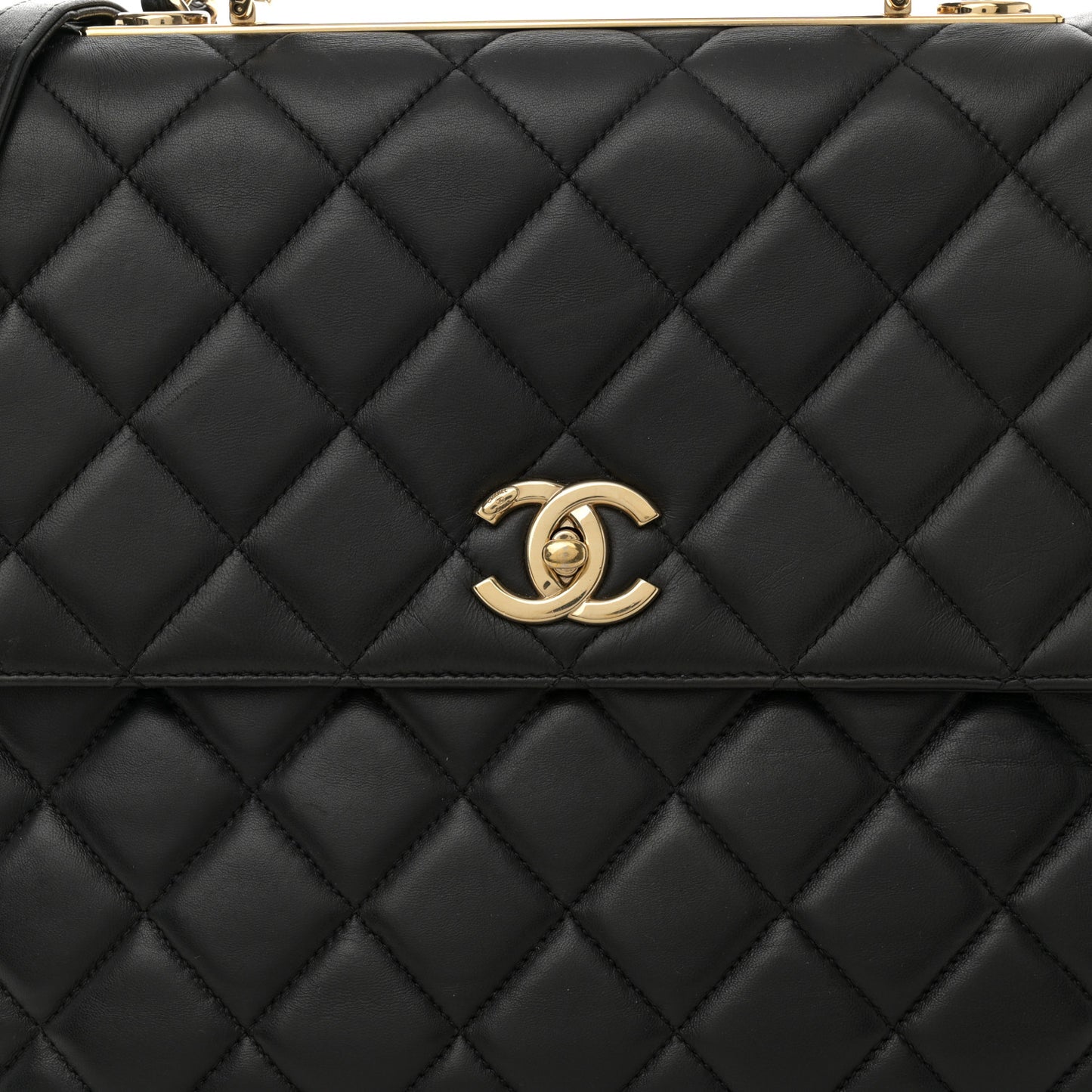Lambskin Quilted Large Trendy CC Dual Handle Flap Bag Black