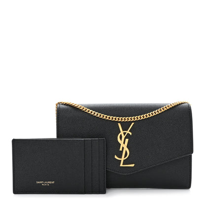 Saint Laurent Grain de Poudre Uptown Chain Wallet Black 1 of 12