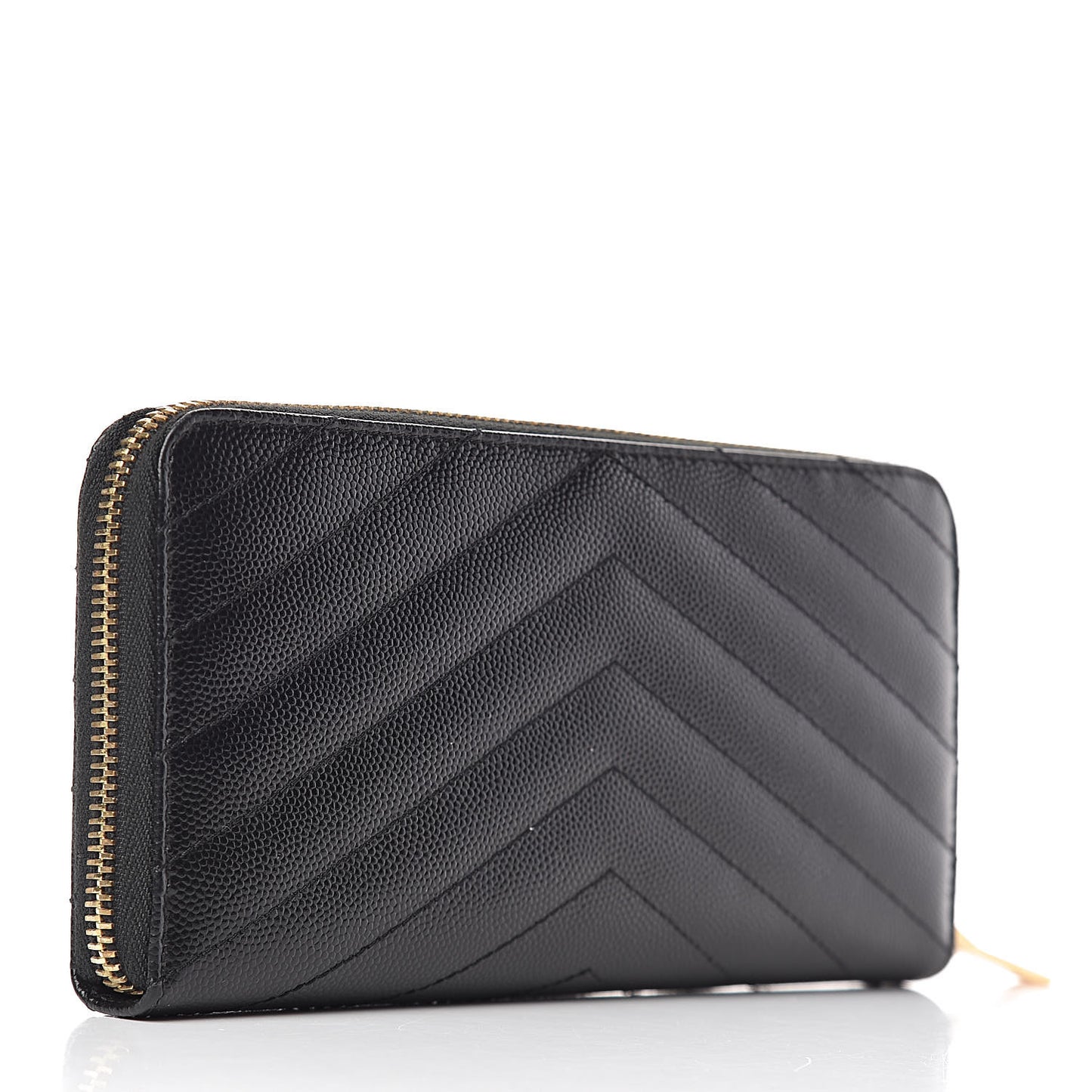 Grain De Poudre Matelasse Chevron Monogram Zip Around Wallet Black