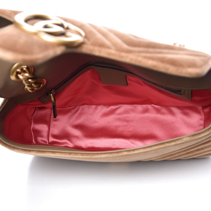Gucci Velvet Matelasse Small GG Marmont Shoulder Bag Taupe 5 of 8