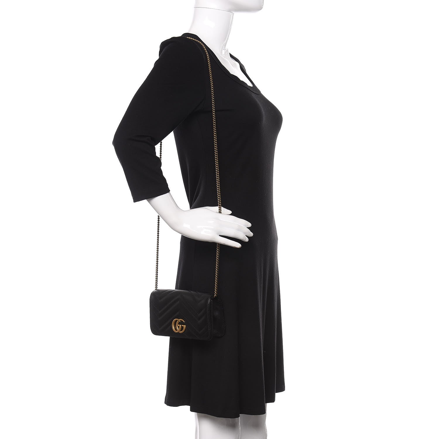 Gucci Calfskin Matelasse GG Marmont Mini Bag Black 2 of 8