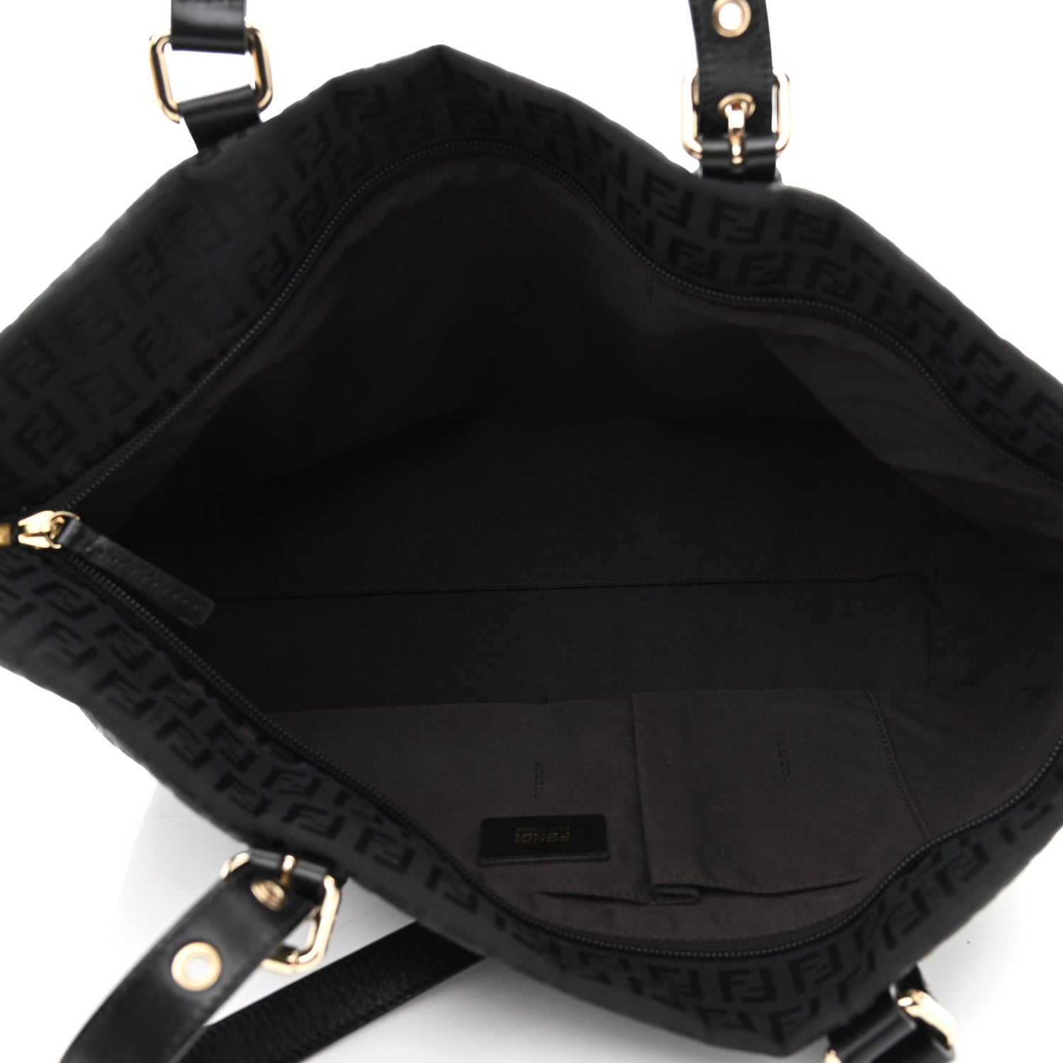 Fendi Zucchino Large Charm Shopping Tote Black 5 of 11