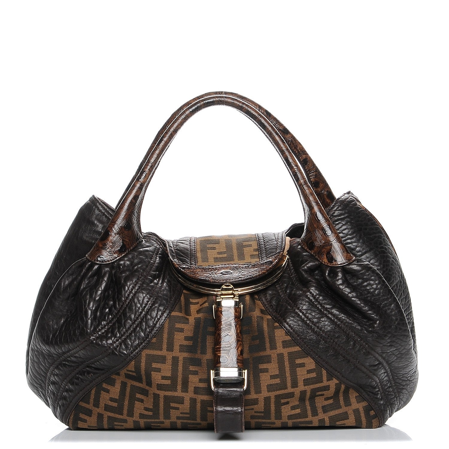Fendi Zucca Nappa Nuvolata Vitello Tortuga Spy Tobacco Moro 1 of 8