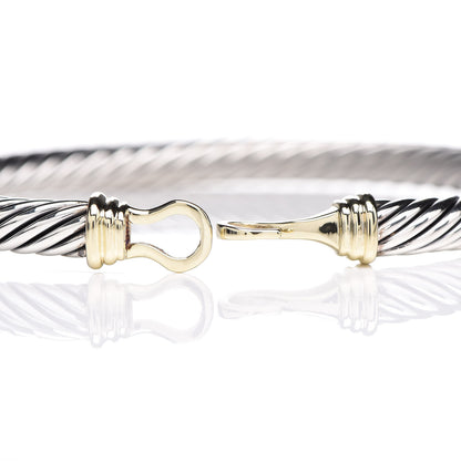 David Yurman Sterling Silver 14K Yellow Gold 5mm Cable Classic Buckle Bracelet 6 of 6