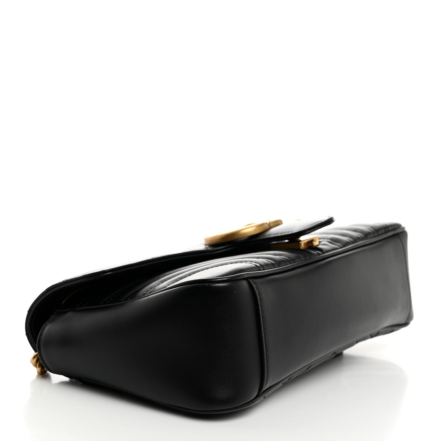 Gucci Calfskin Matelasse Small GG Marmont Shoulder Bag Black 4 of 10