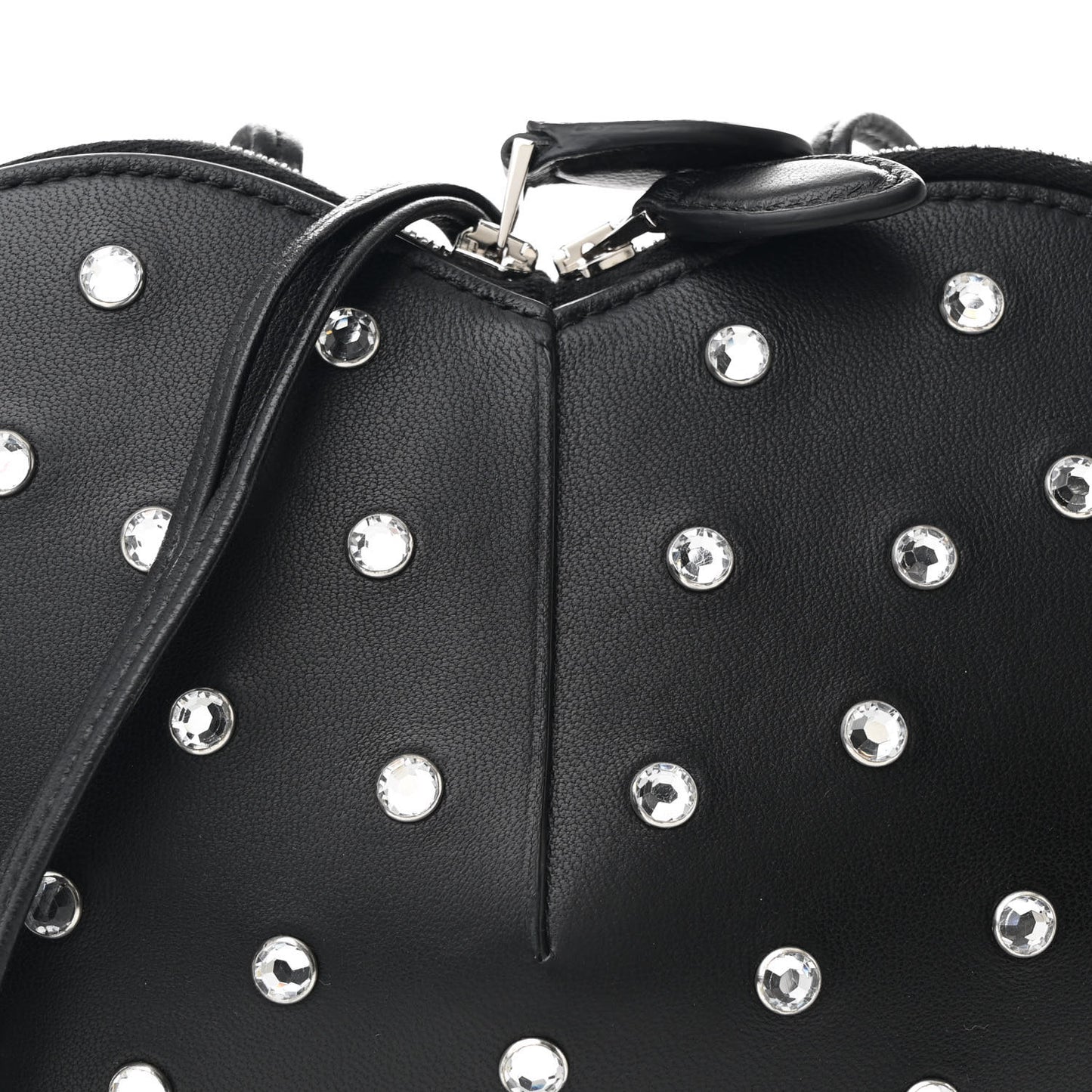 Lambskin Crystal Embellished Le Coeur Bag  Black