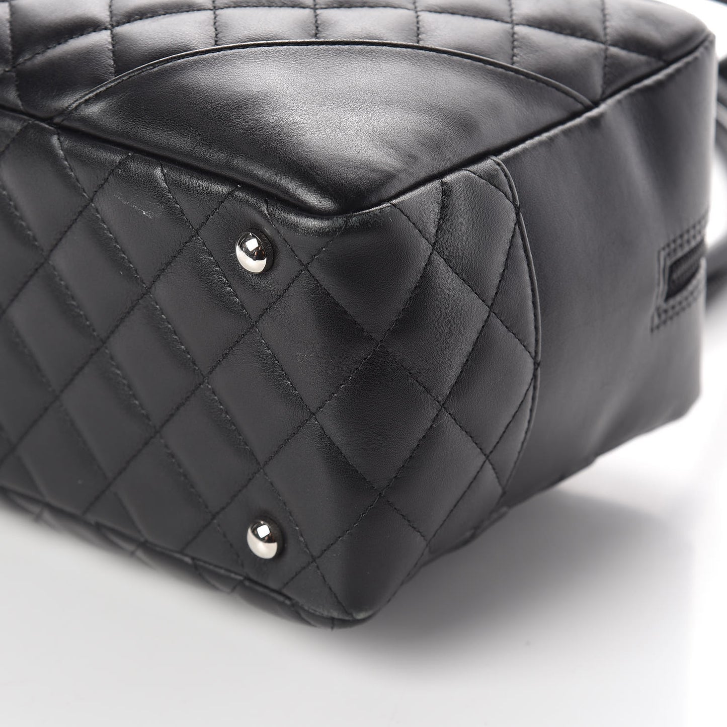 Calfskin Quilted Large Cambon Bowler Black White