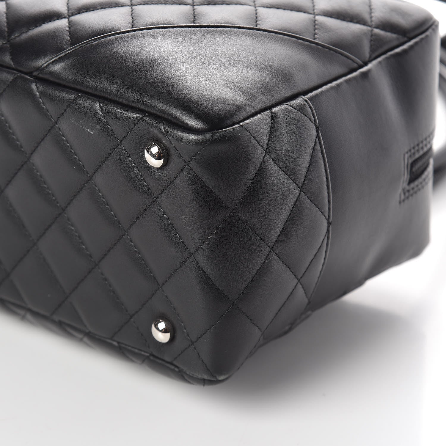 Chanel Calfskin Quilted Large Cambon Bowler Black White 10 of 10