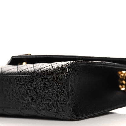 Saint Laurent Grain De Poudre Textured Mixed Matelasse Triquilt Medium Monogram Satchel Black 9 of 10