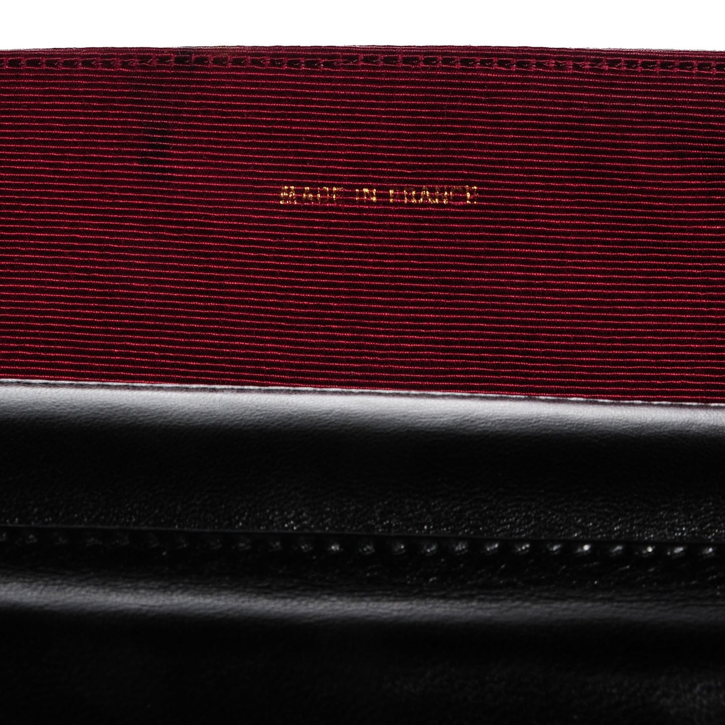 Lambskin Ribbon Stitched Flap Black