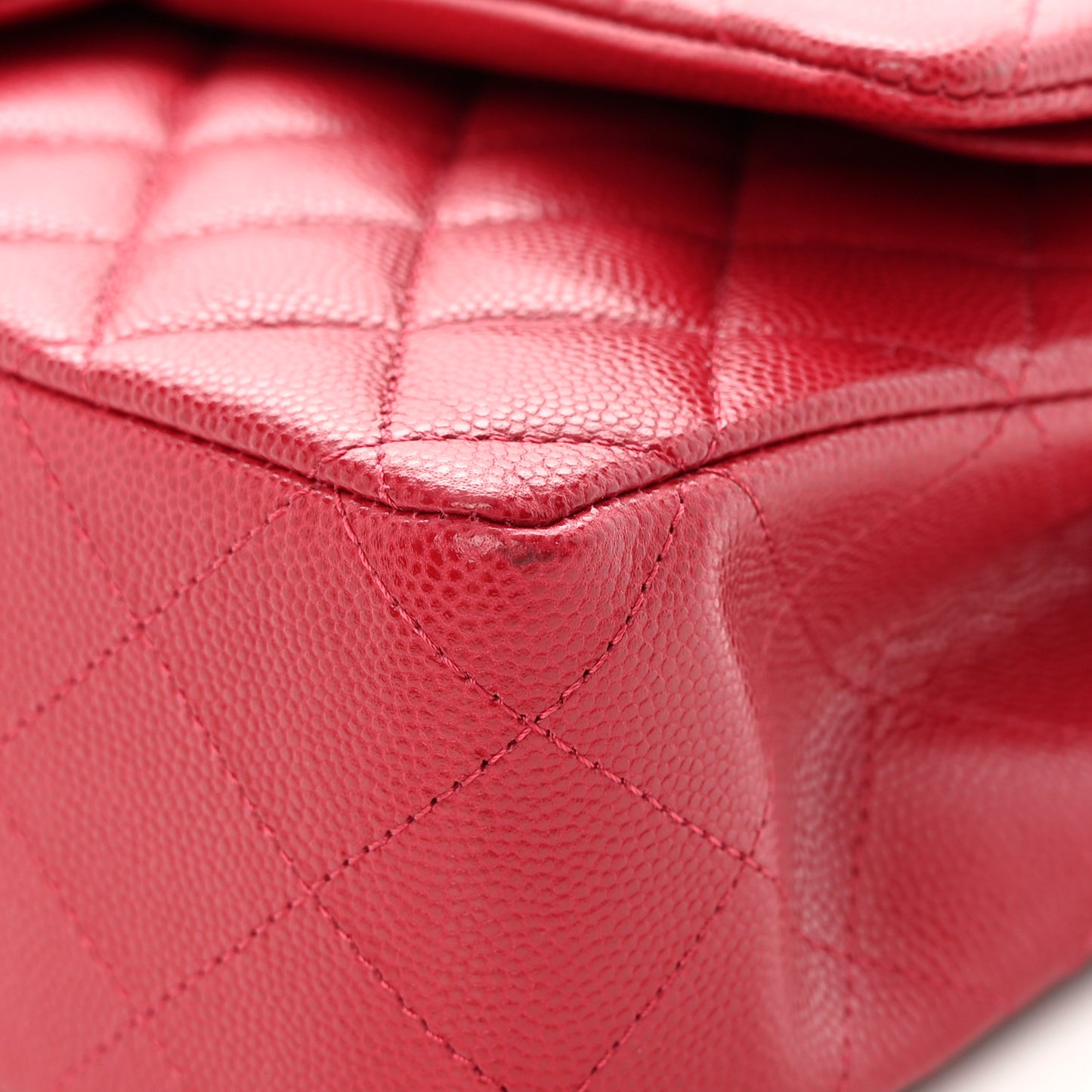 Caviar Quilted Medium Double Flap Dark Red