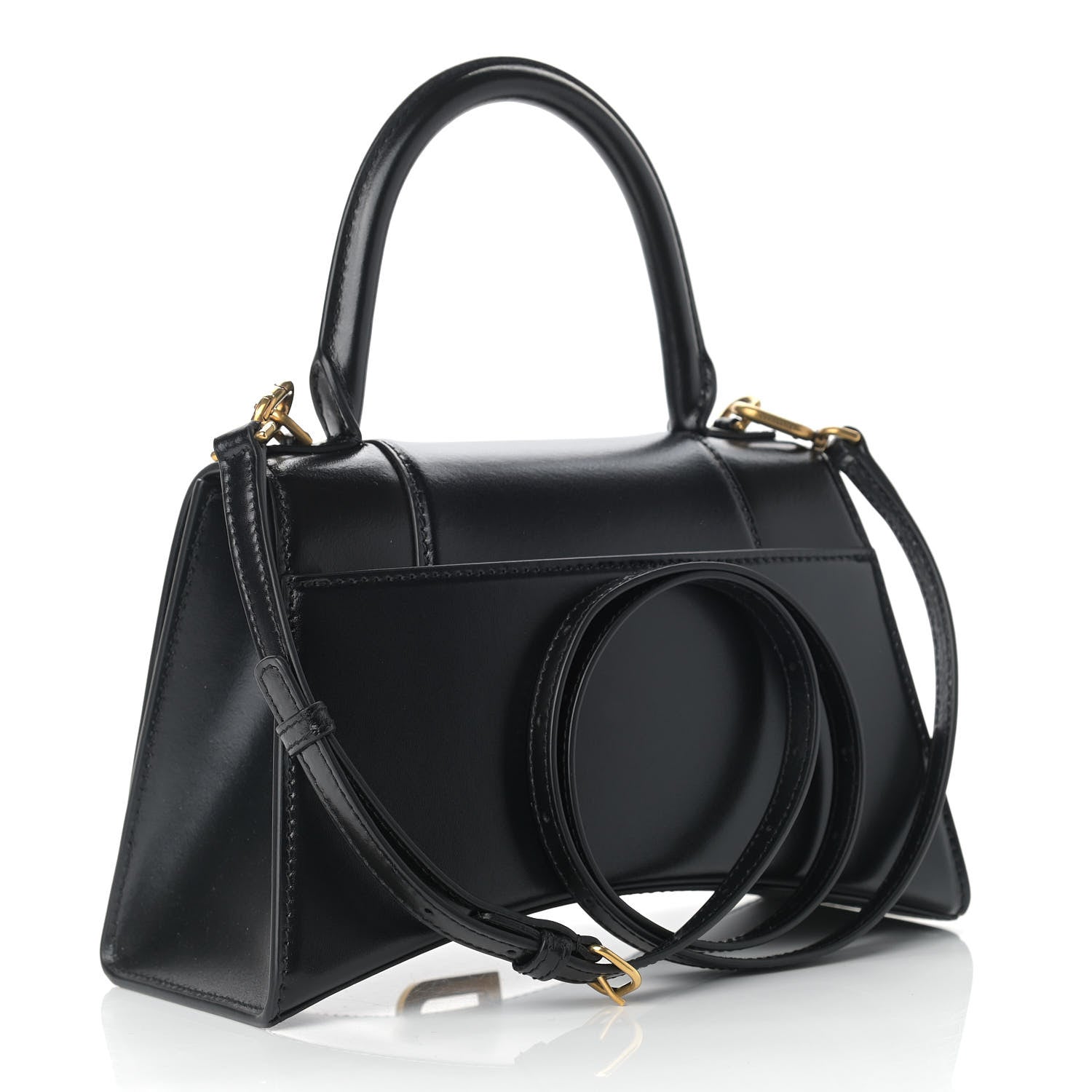 Balenciaga Shiny Box Calfskin Small Hourglass Top Handle Bag Black 3 of 12