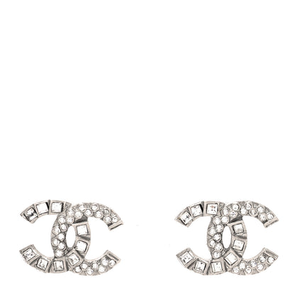 Chanel Baguette Crystal CC Earrings Silver 1 of 4