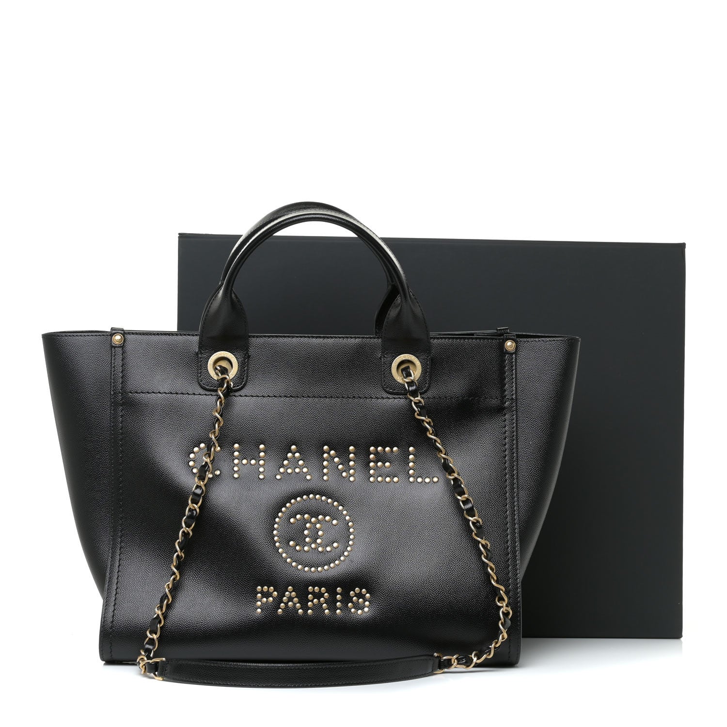 Chanel Caviar Small Studded Deauville Tote Black 17 of 17