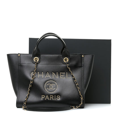 Chanel Caviar Small Studded Deauville Tote Black 17 of 17