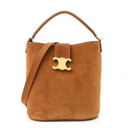 Celine Suede Calfskin Triomphe Medium Louise Bag Pecan 1 of 14