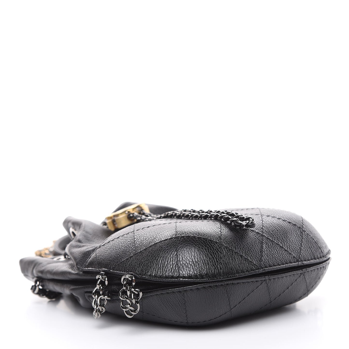 Calfskin Quilted Small Gabrielle Bucket Black