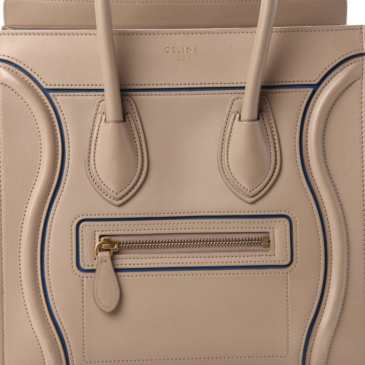 Smooth Calfskin Interstice Micro Luggage Light Taupe