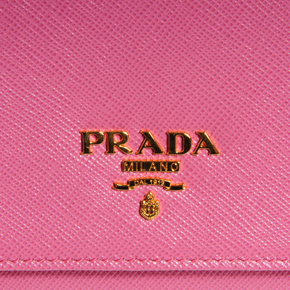 Prada Saffiano Metal Oro Chain Wallet Begonia 6 of 9
