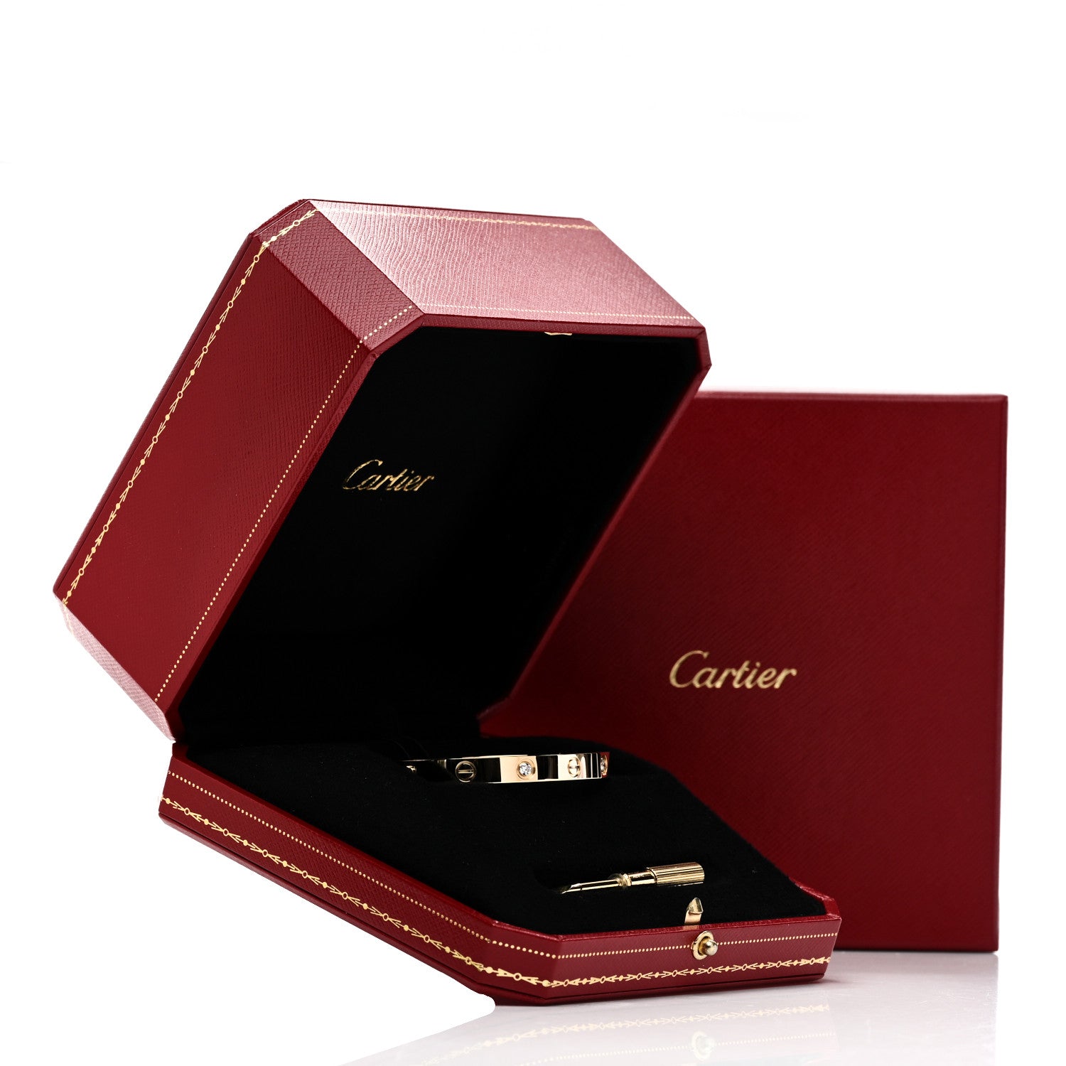 Cartier 18K Yellow Gold 4 Diamond LOVE Bracelet 16 10 of 10