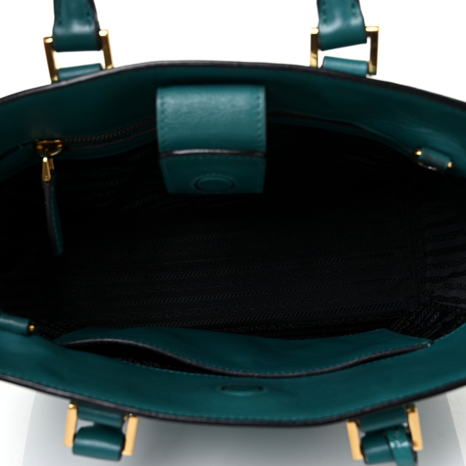 Prada Saffiano Soft Calfskin Small Zippered Tote Turchese 4 of 8