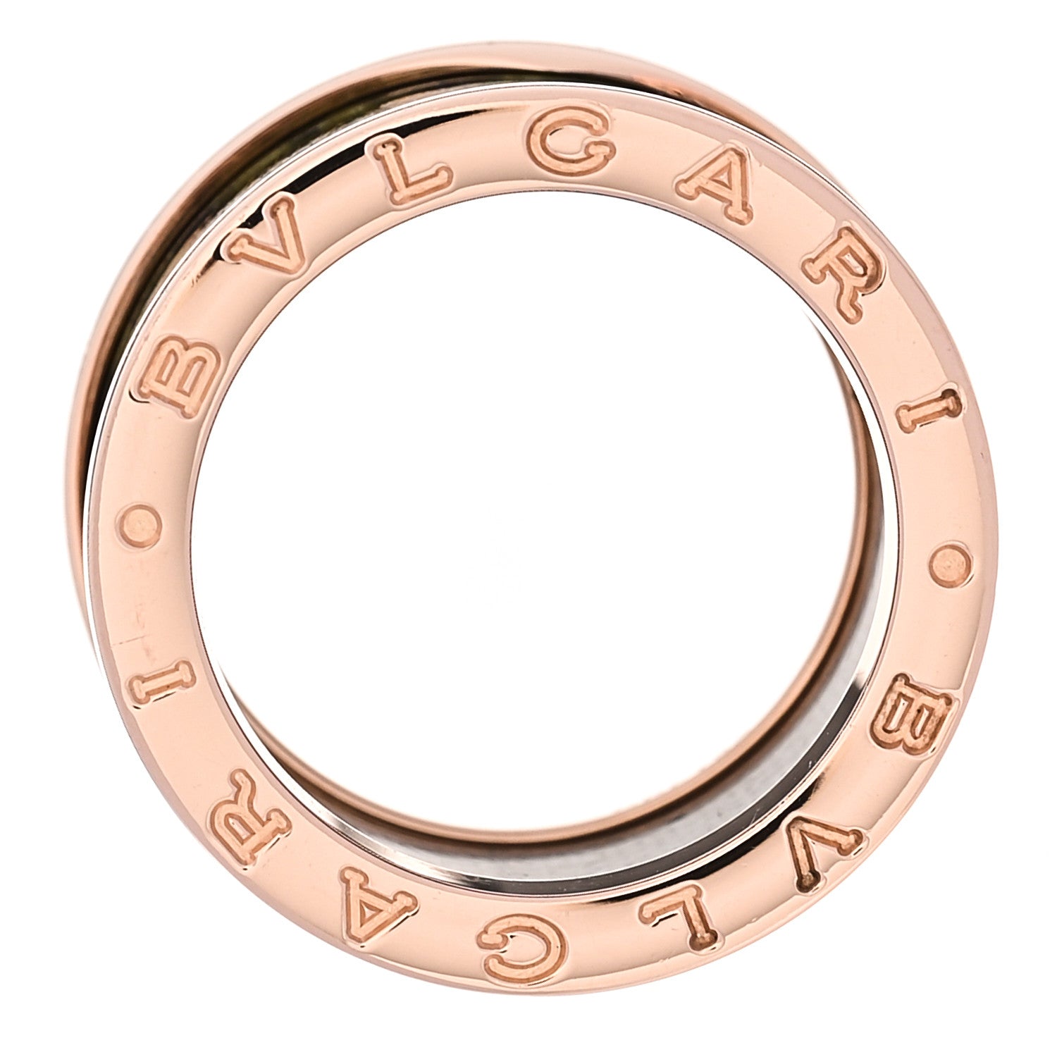 Bulgari 18K Rose Gold Green Marble B.Zero1 Four-Band Ring 53 6.5 4 of 6