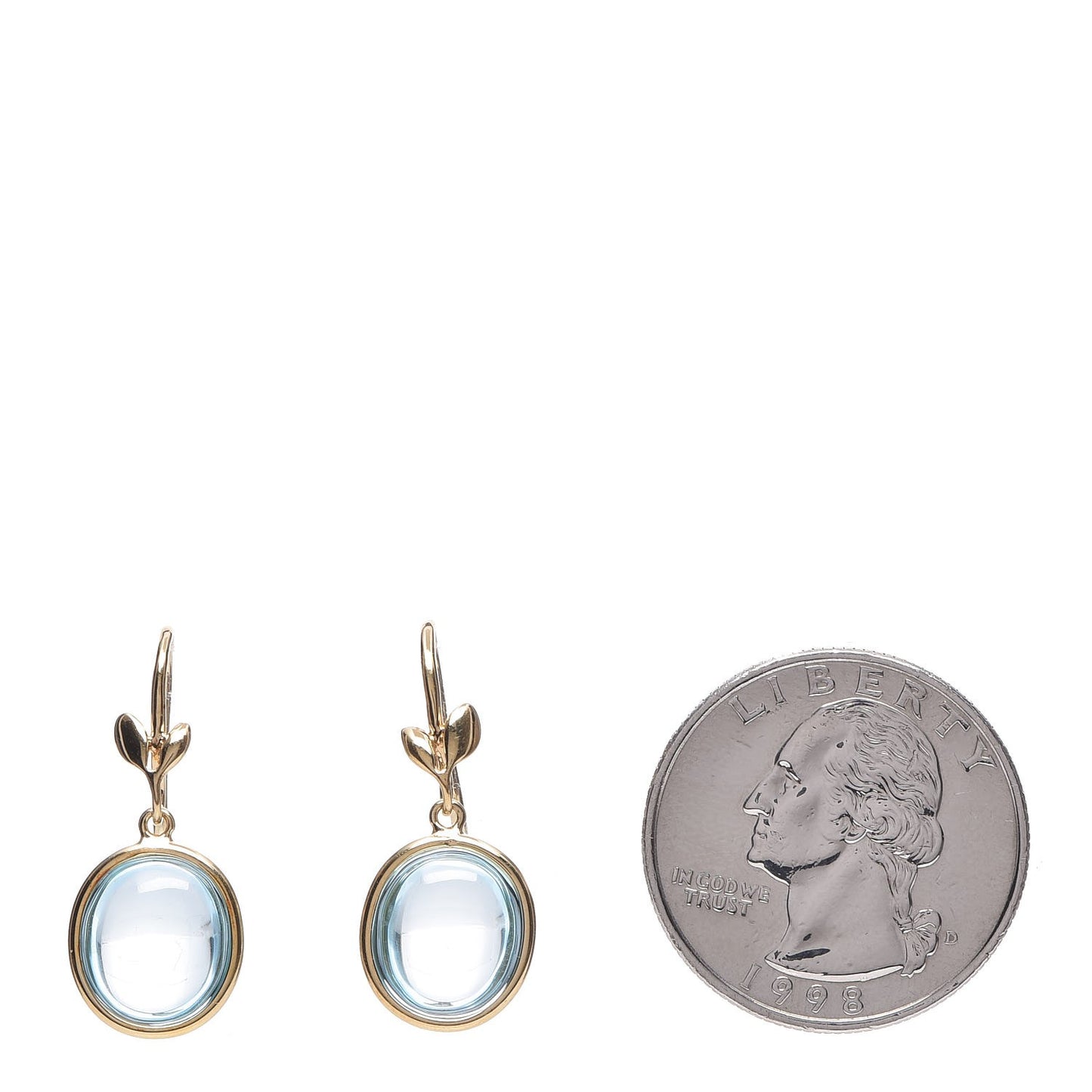 18K Yellow Gold Blue Topaz Paloma Picasso Olive Leaf Drop Earrings