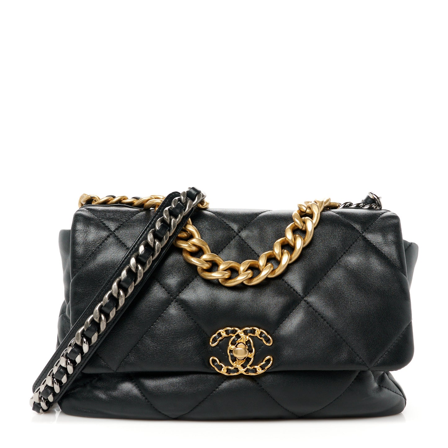 Goatskin Quilted Large Chanel 19 Flap Black