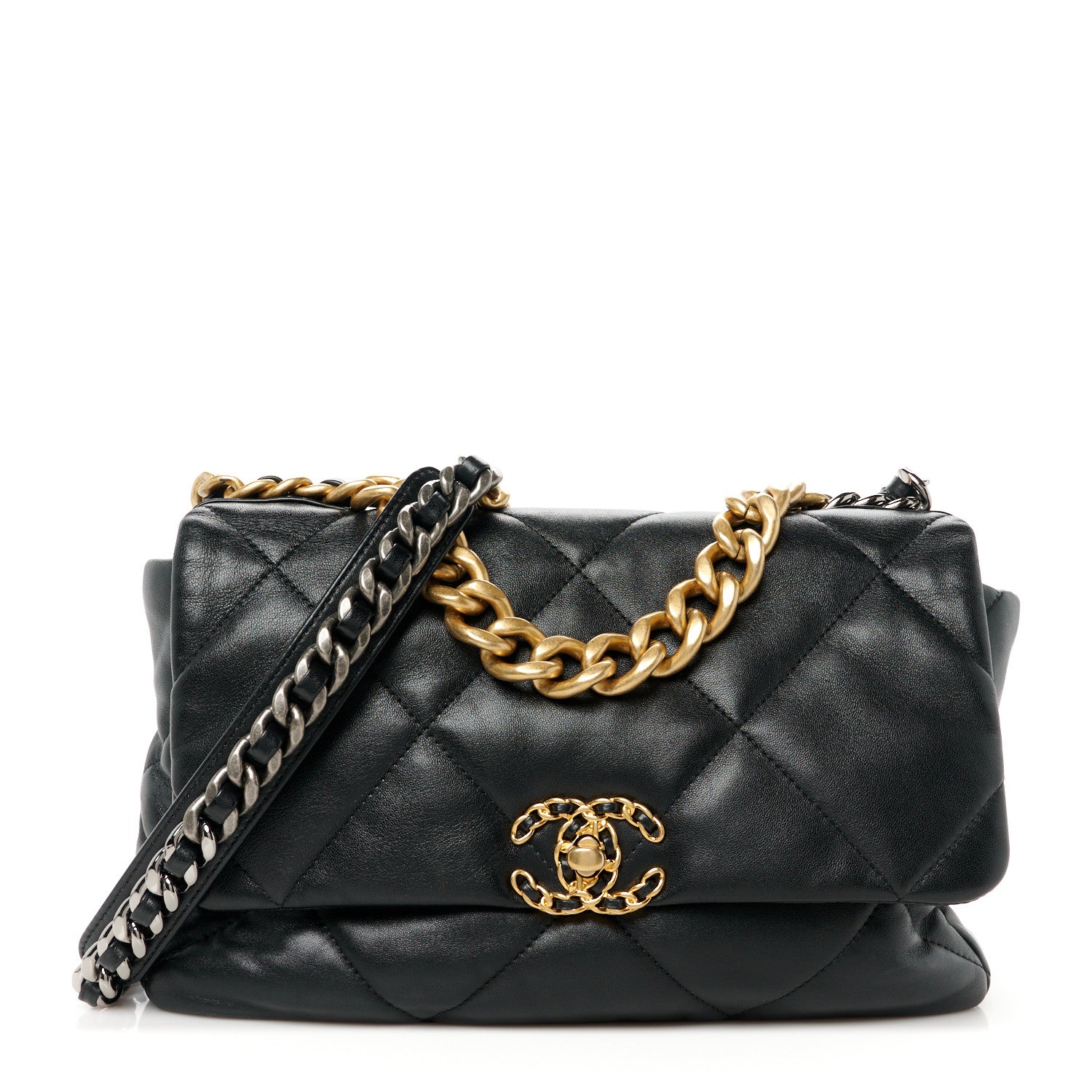 Chanel Goatskin Quilted Large Chanel 19 Flap Black 1 of 10