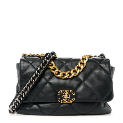 Chanel Goatskin Quilted Large Chanel 19 Flap Black 1 of 10