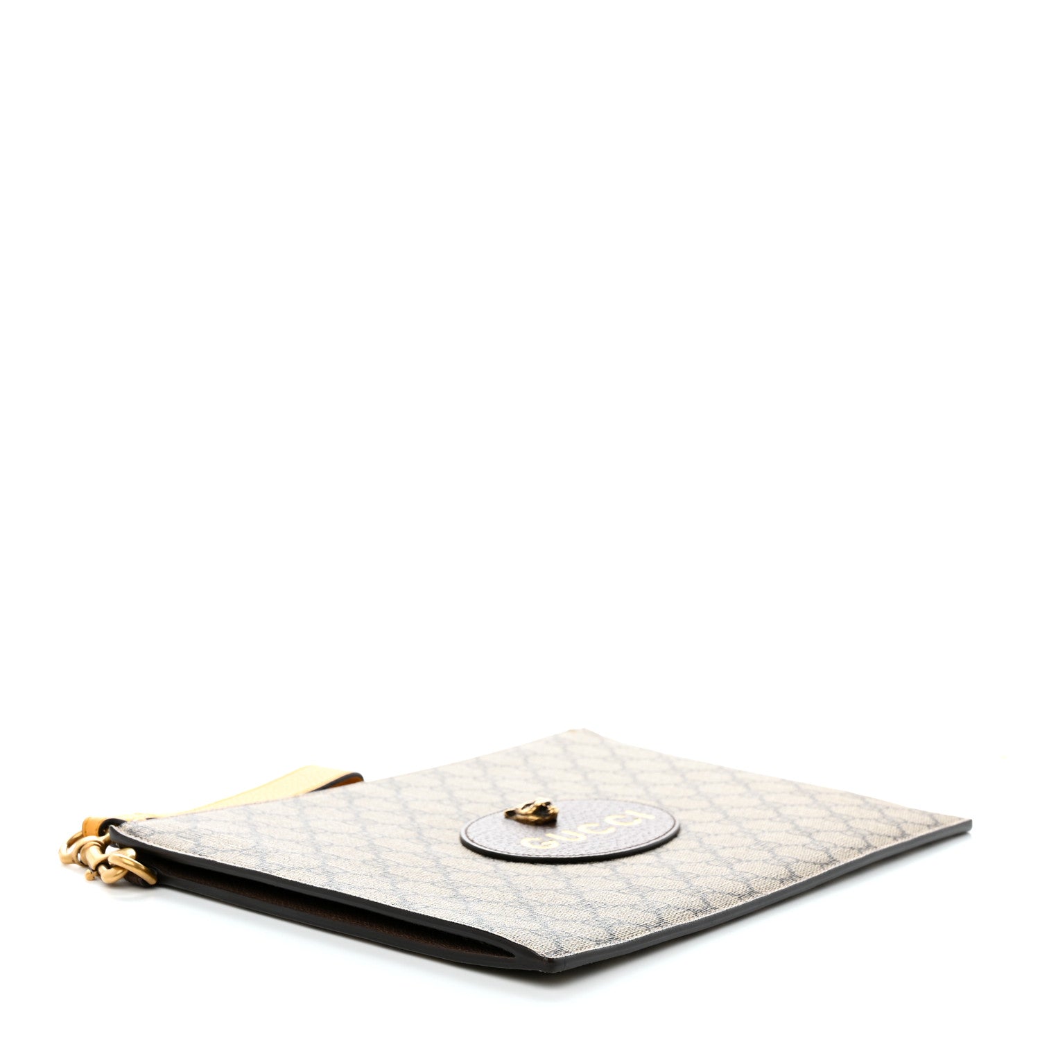 Gucci GG Supreme Monogram Neo Vintage Zip Wristlet Pouch Beige New Acero Crop 4 of 7