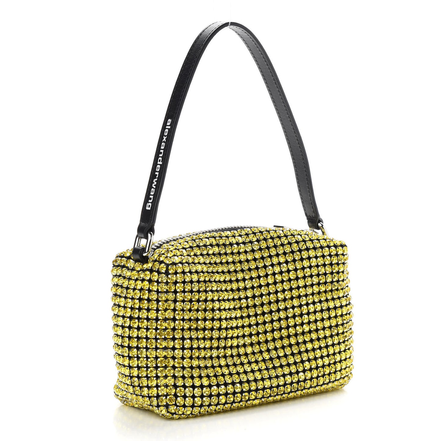 Mesh Crystal Rhinestone Mini Heiress Pouch Lemon