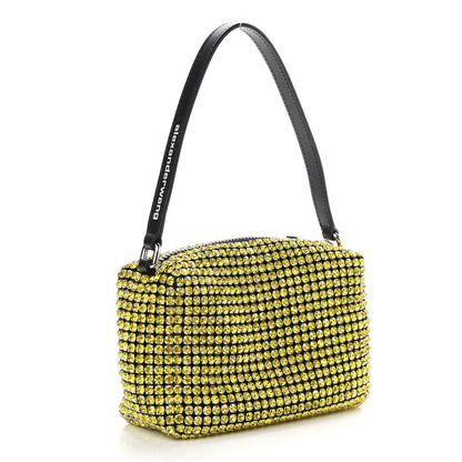 Alexander Wang Mesh Crystal Rhinestone Mini Heiress Pouch Lemon 3 of 9