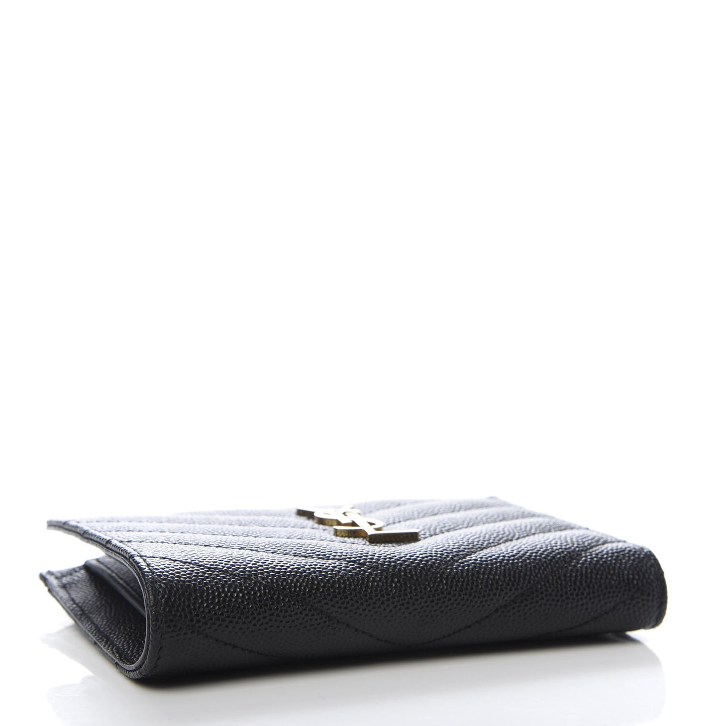 Grain De Poudre Matelasse Chevron Monogram Zipped Two-Part Wallet Black