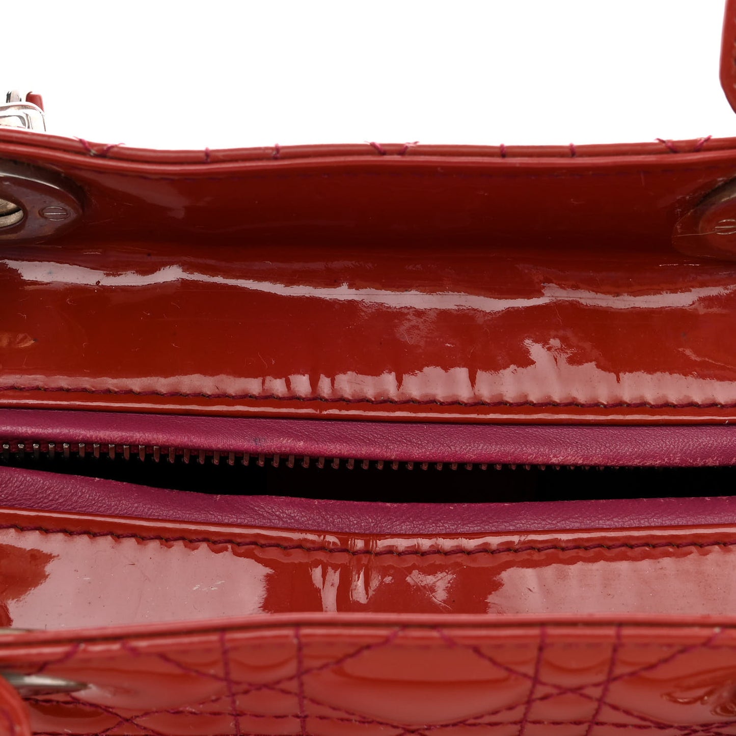 Patent Cannage Medium Lady Dior Red