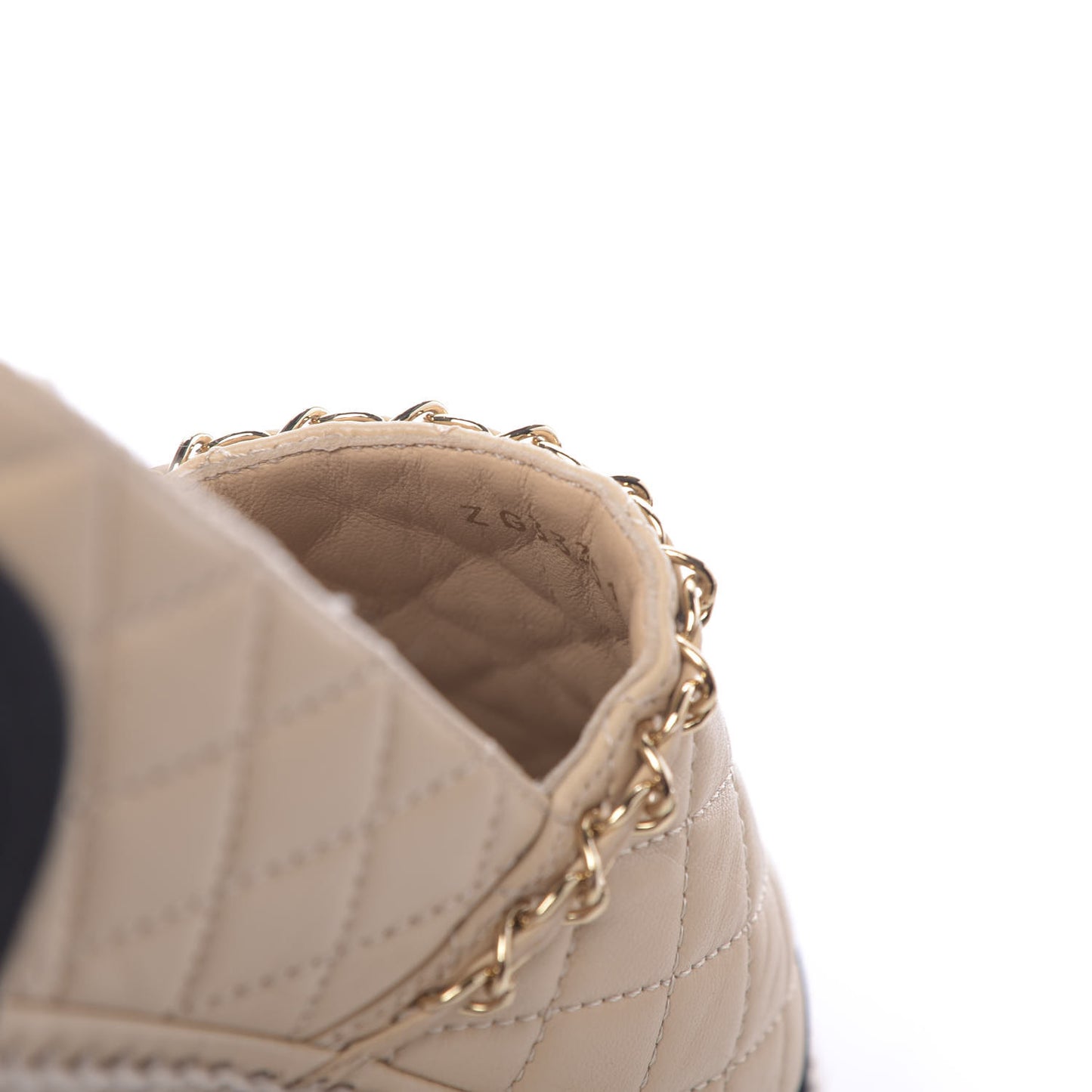 Lambskin Grosgrain Quilted CC Chain Espadrilles 39 Beige Black