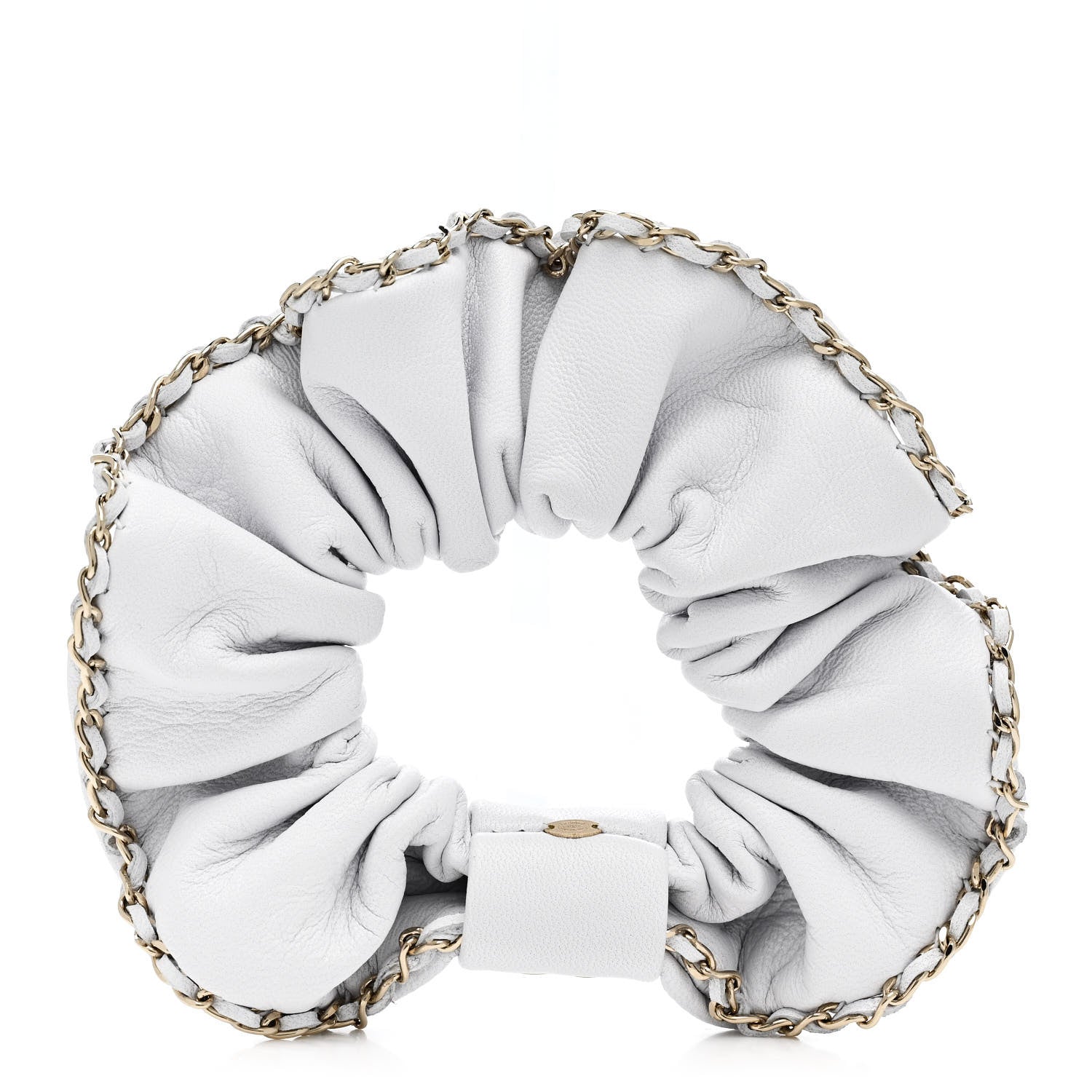 Chanel Lambskin Chain CC Hair Scrunchie White 3 of 5