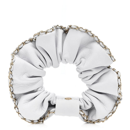 Chanel Lambskin Chain CC Hair Scrunchie White 3 of 5
