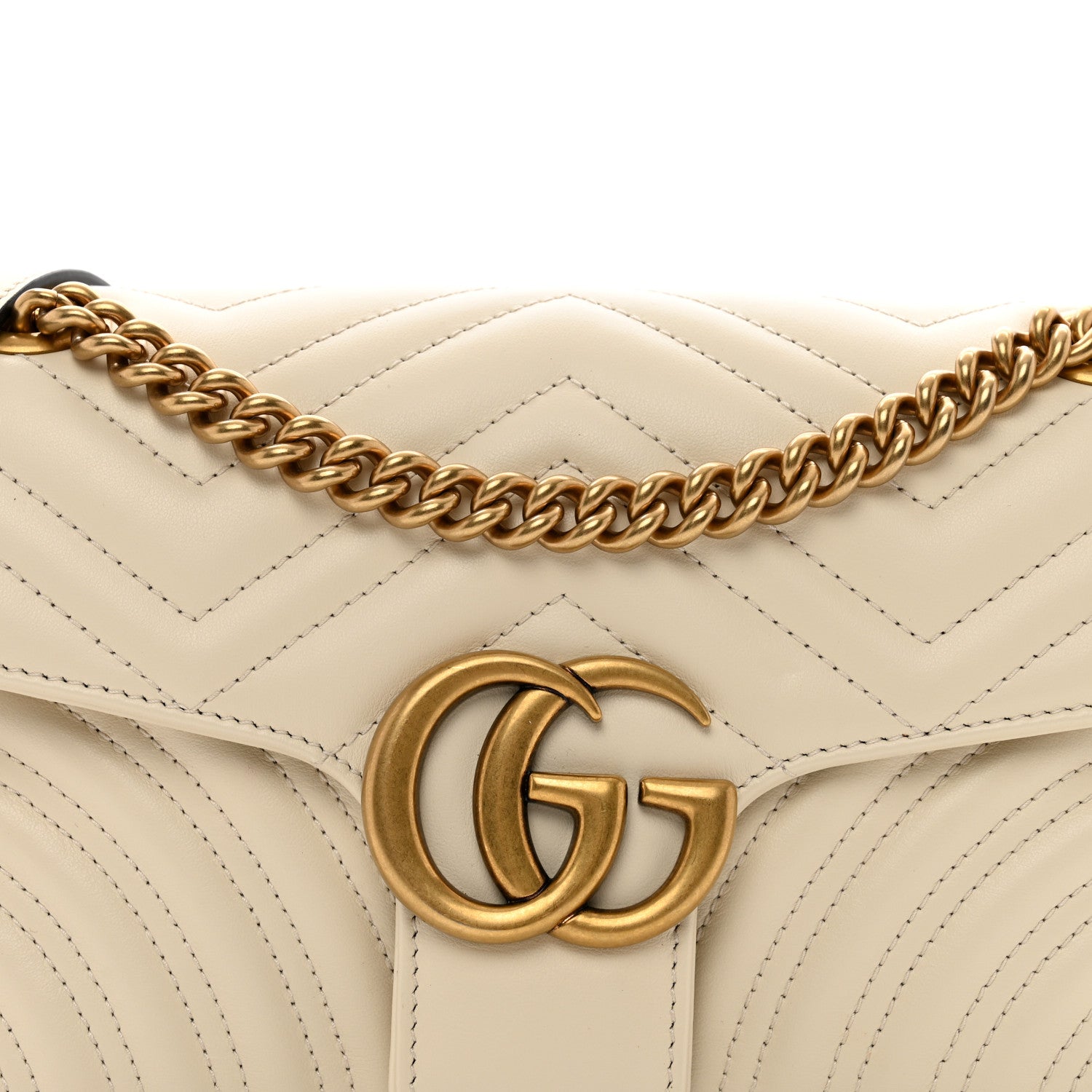 Gucci Calfskin Matelasse Small GG Marmont Shoulder Bag White 8 of 10